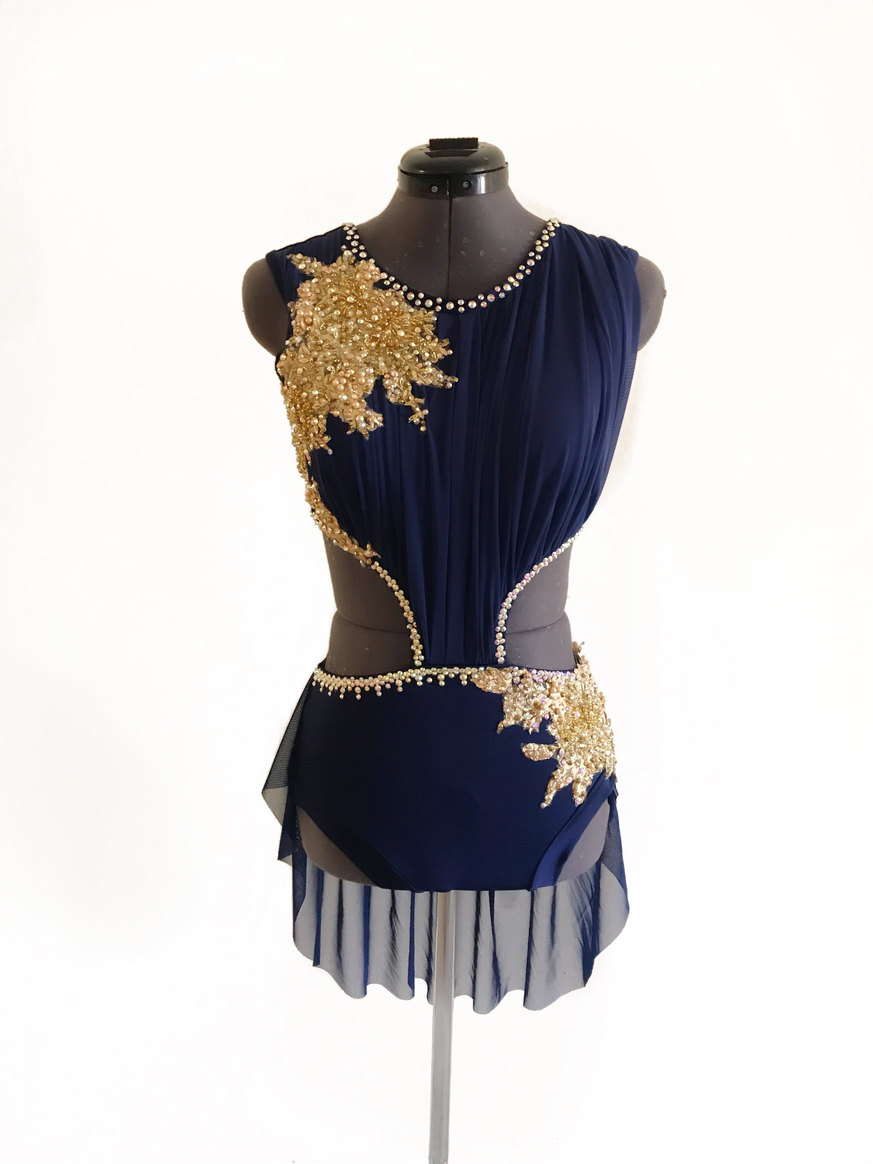 ADULT SMALL navy/gold lyrical/contemporary ready-to-ship dance costume Bryn Lavinia Designs ADULT SMALL navy/gold lyrical/contemporary ready-to-ship dance costume Bryn Lavinia Designs