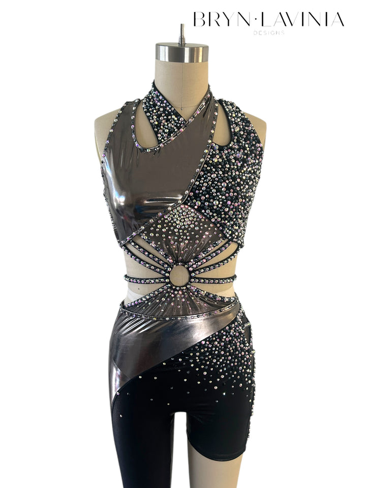 NEW AXS/AS Metallic Black/Silver Latex ready to ship costume