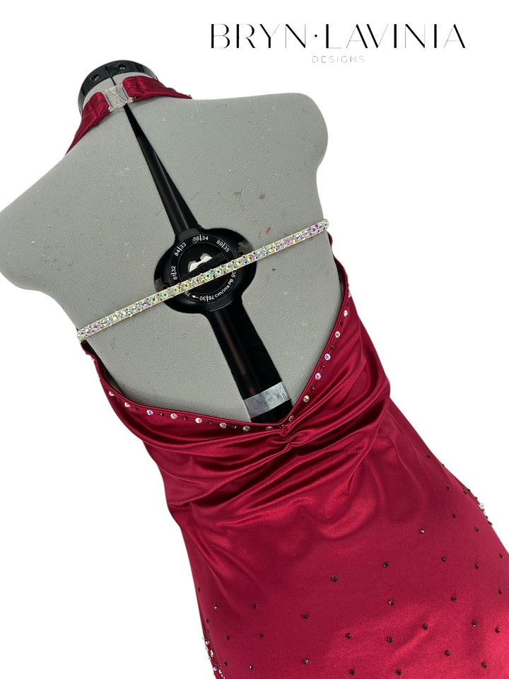 NEW AM Burgundy Stretch Satin ready to ship Camille