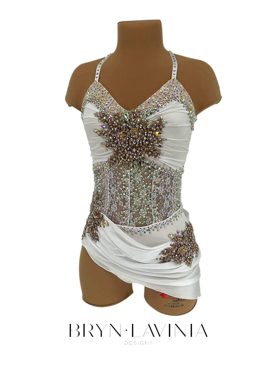 NEW AS White/Gold Stretch Satin ready to ship costume