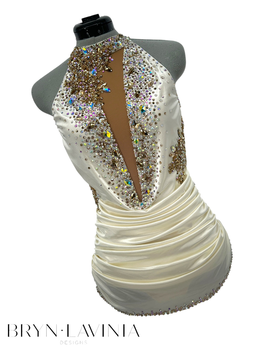 NEW AS Ivory/Gold Stretch Satin ready to ship costume