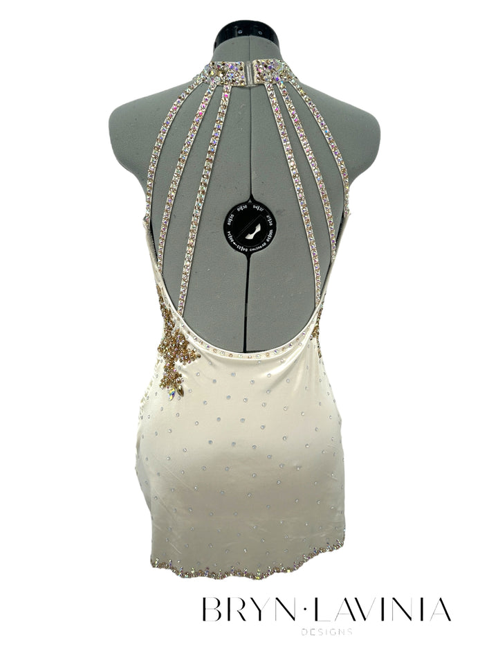 NEW AS Ivory/Gold Stretch Satin ready to ship costume