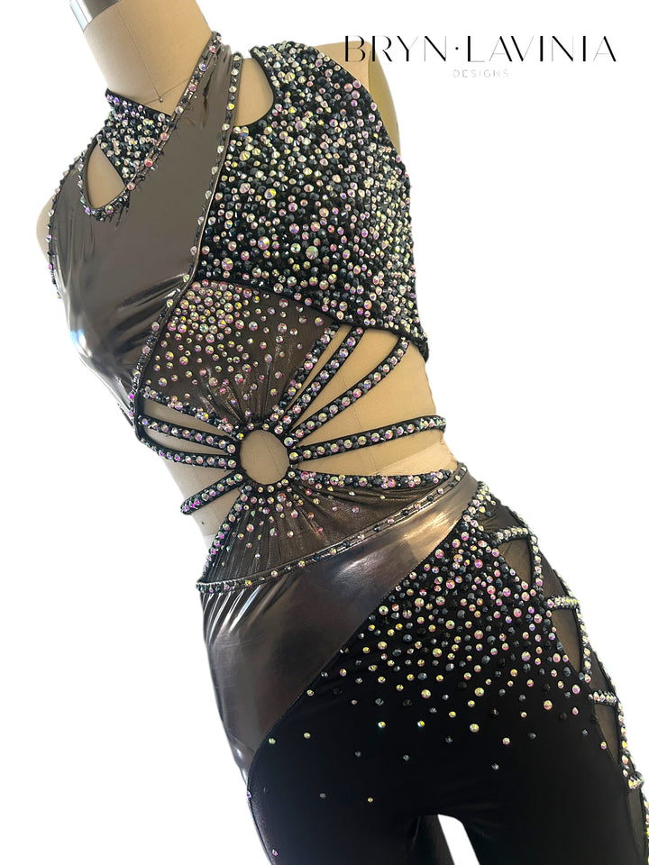 NEW AXS/AS Metallic Black/Silver Latex ready to ship costume