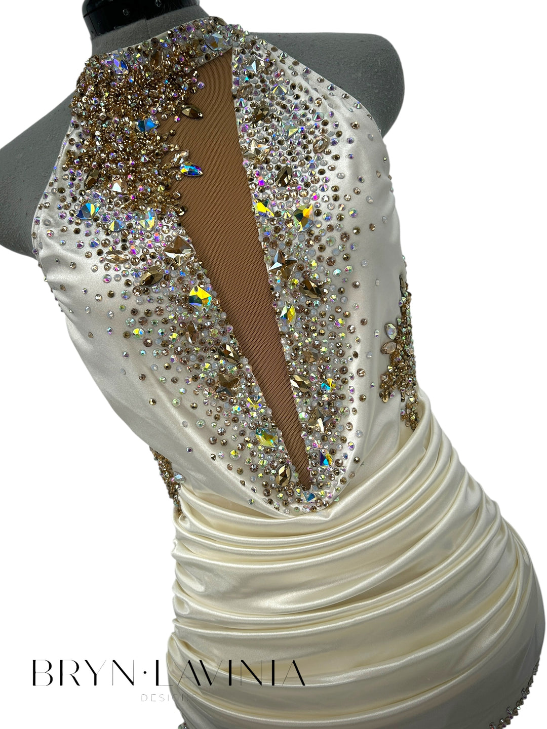 NEW AS Ivory/Gold Stretch Satin ready to ship costume