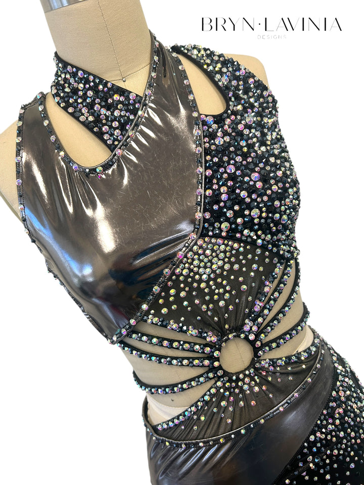 NEW AXS/AS Metallic Black/Silver Latex ready to ship costume