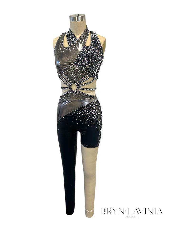NEW AXS/AS Metallic Black/Silver Latex ready to ship costume