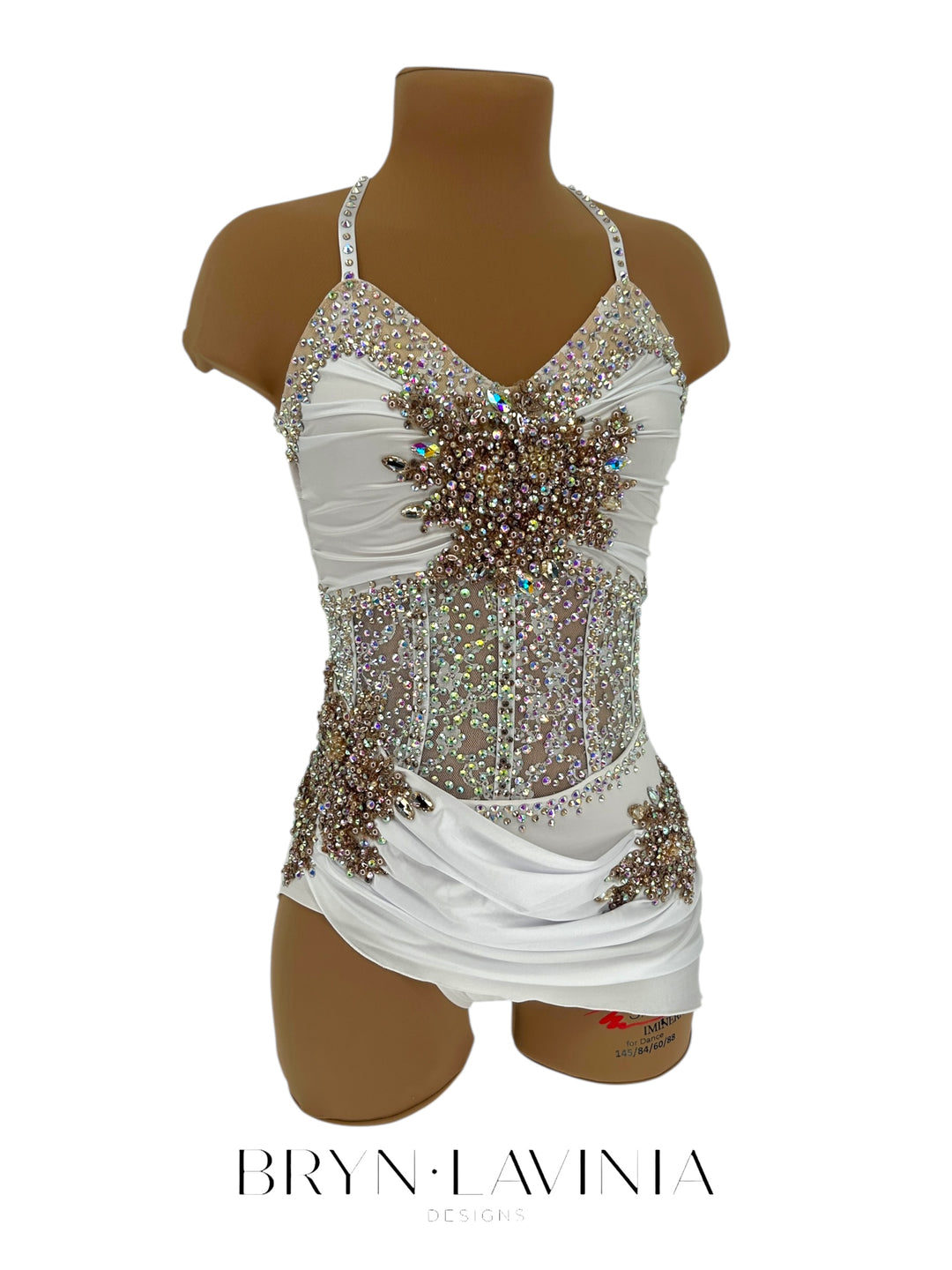 NEW AS White/Gold Stretch Satin ready to ship costume