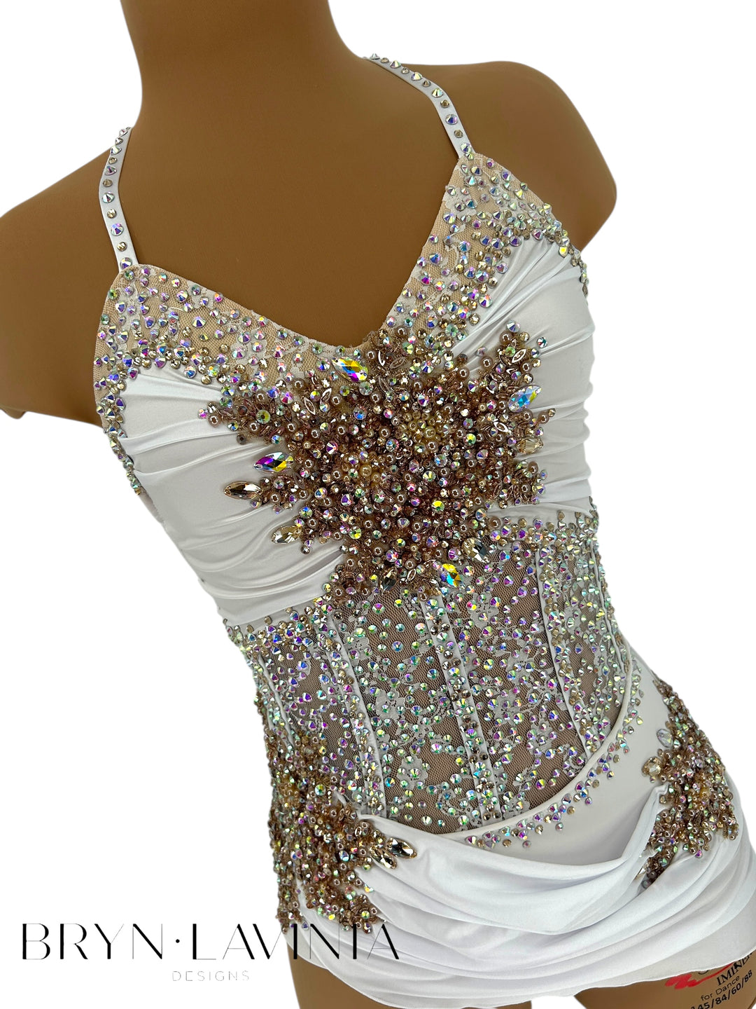 NEW AS White/Gold Stretch Satin ready to ship costume