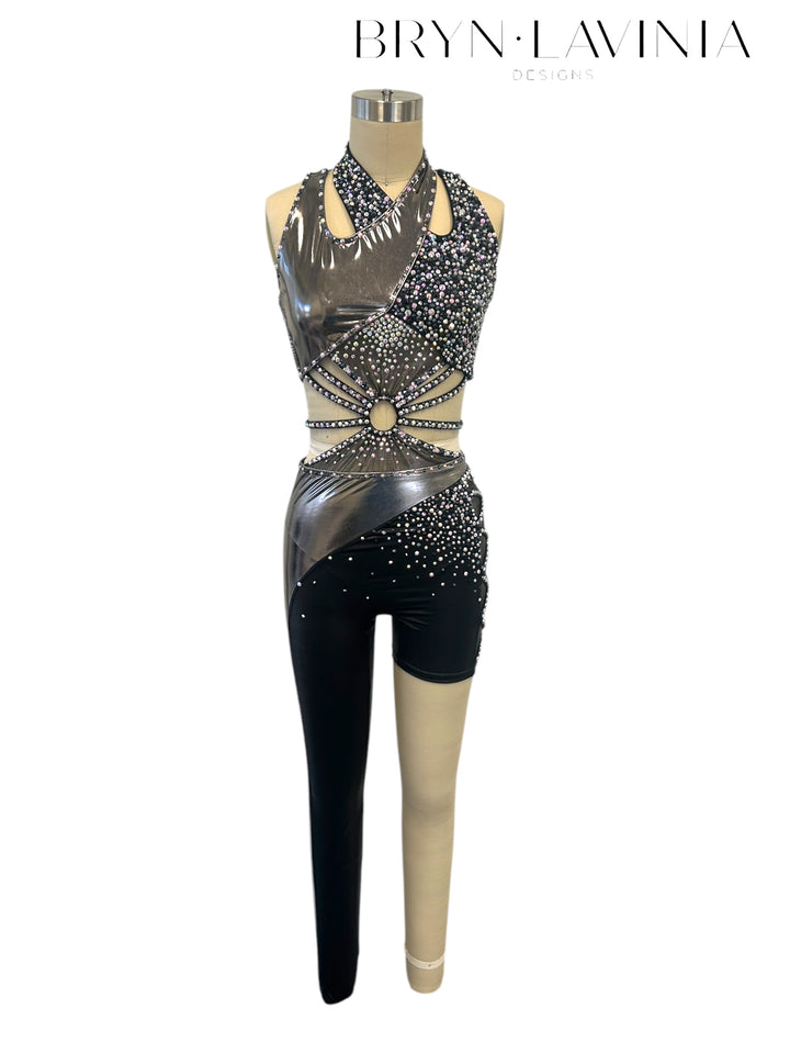 NEW AXS/AS Metallic Black/Silver Latex ready to ship costume