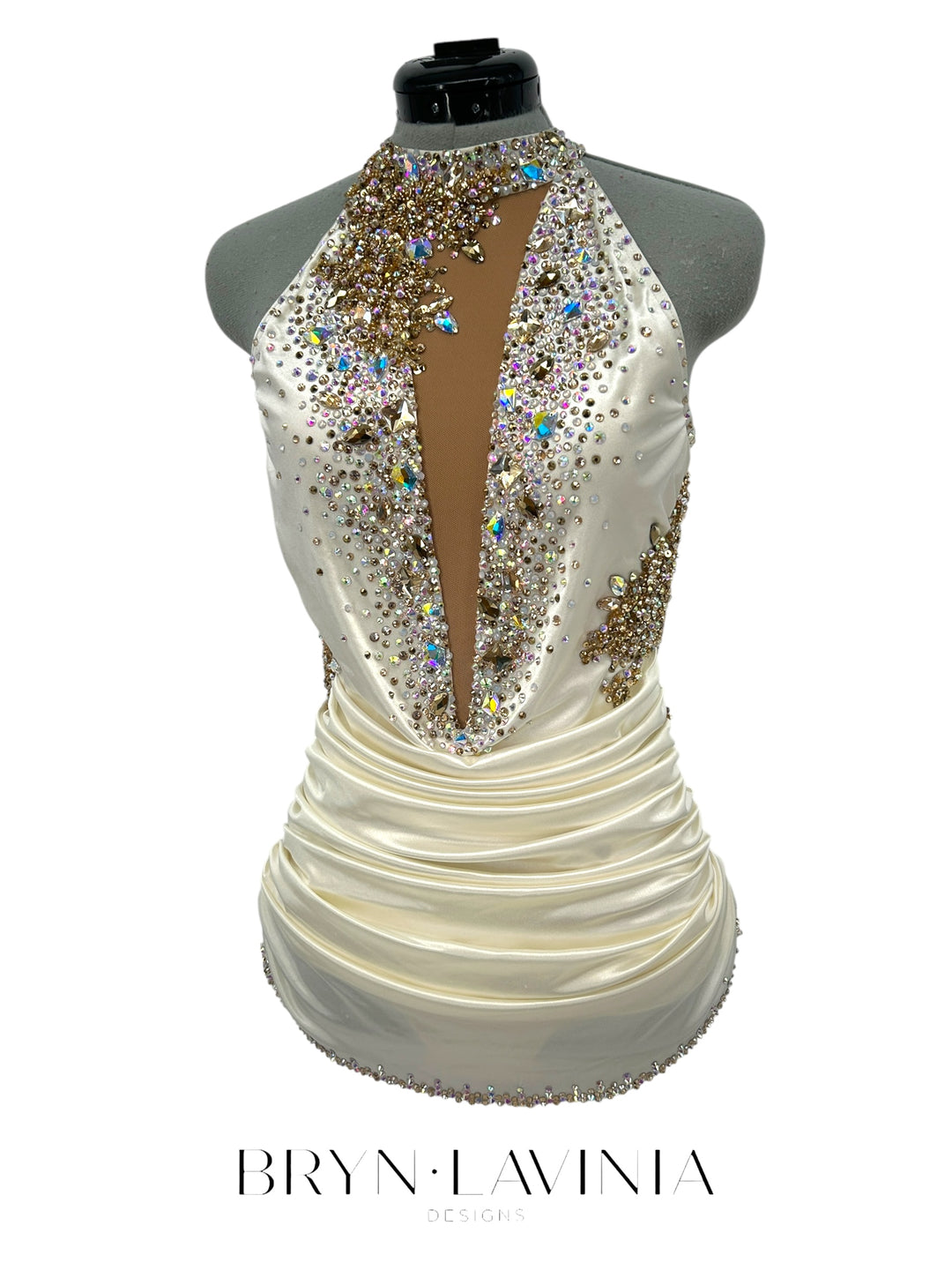 NEW AS Ivory/Gold Stretch Satin ready to ship costume