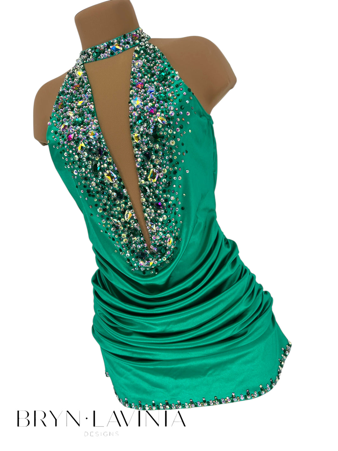 NEW AS Emerald Green Stretch Satin ready to ship costume