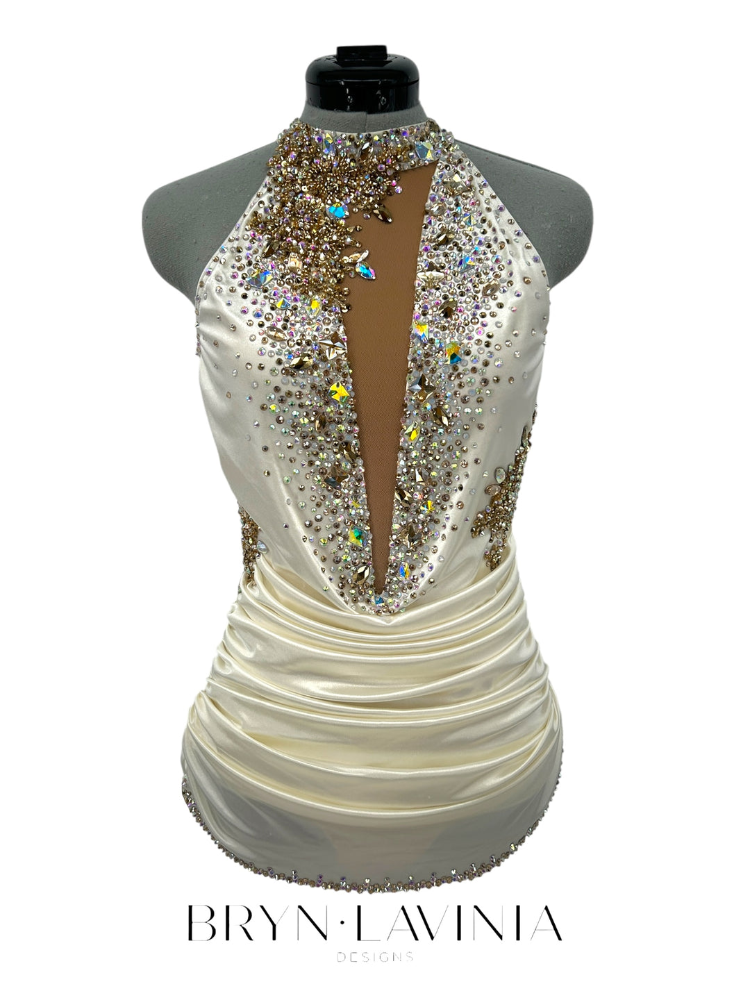 NEW AS Ivory/Gold Stretch Satin ready to ship costume