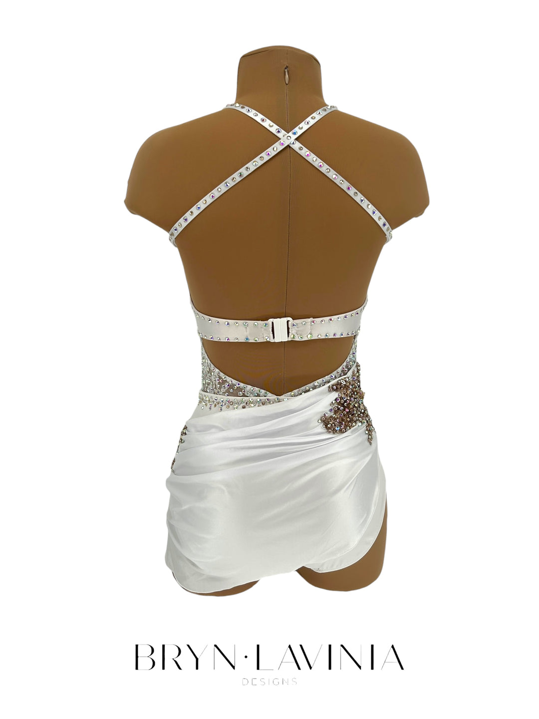NEW AS White/Gold Stretch Satin ready to ship costume