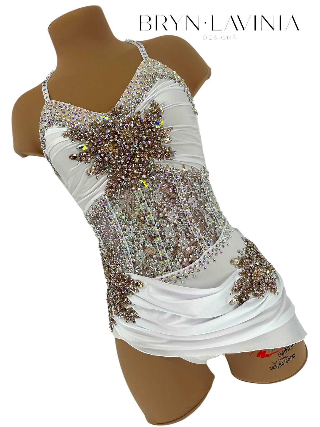 NEW AS White/Gold Stretch Satin ready to ship costume