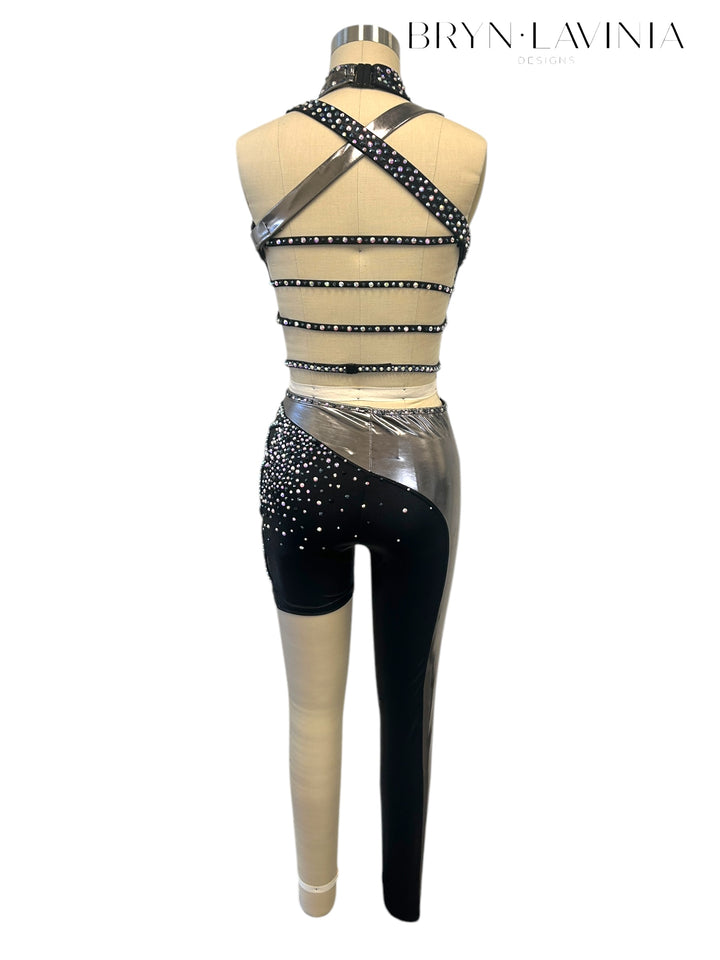 NEW AXS/AS Metallic Black/Silver Latex ready to ship costume