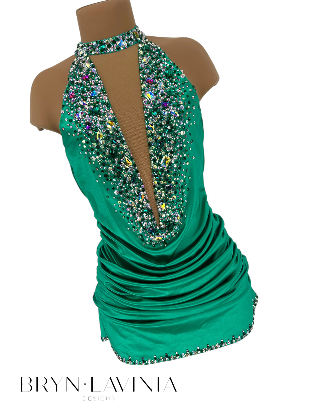 NEW AS Emerald Green Stretch Satin ready to ship costume