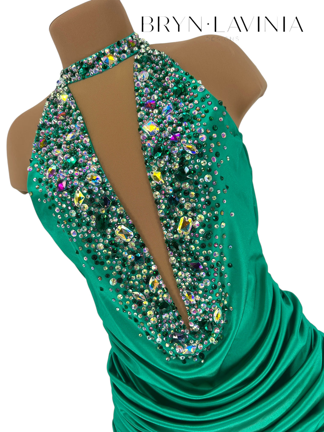 NEW AS Emerald Green Stretch Satin ready to ship costume