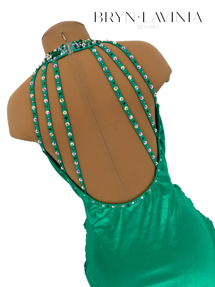 NEW AS Emerald Green Stretch Satin ready to ship costume