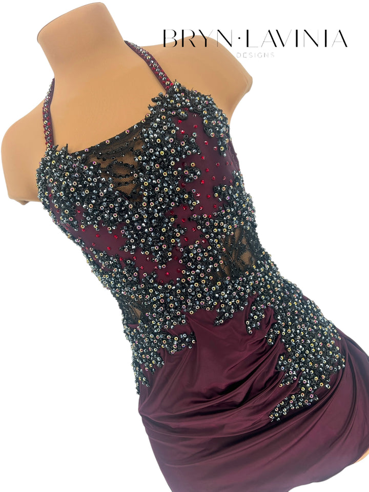 NEW AXS/AS Aubergine Stretch Satin ready to ship costume