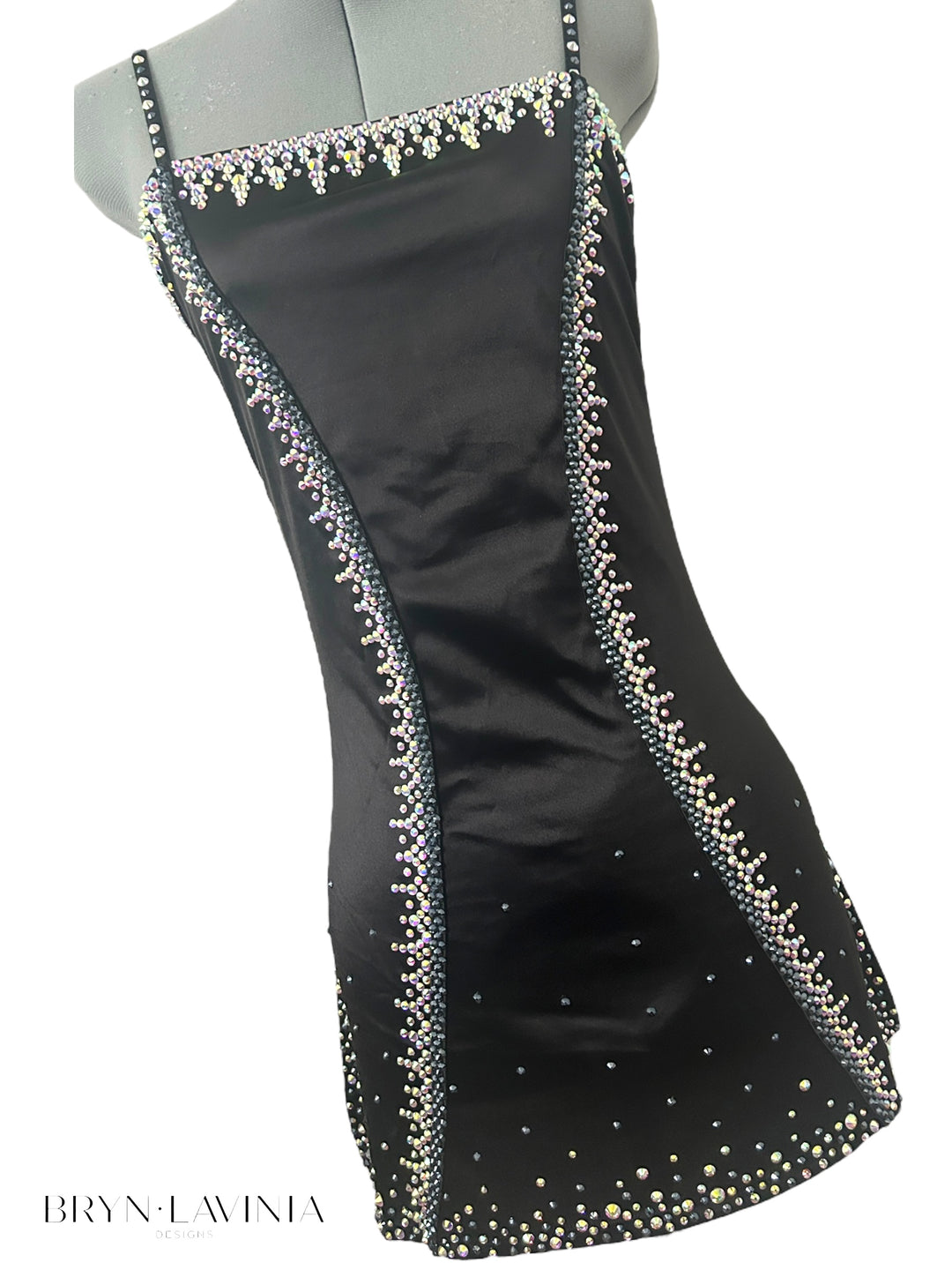 NEW AS Black stretch satin ready to ship costume