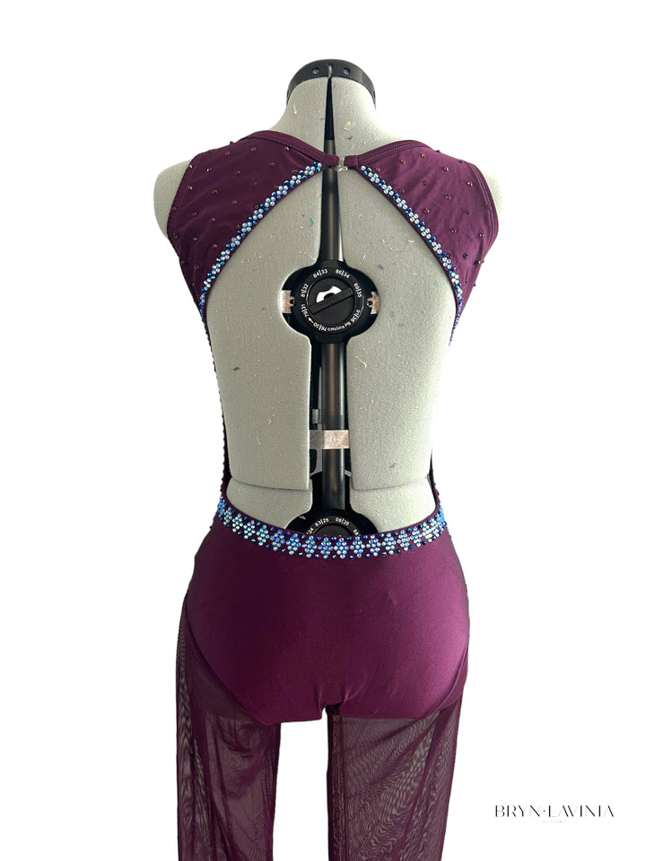 NEW AM Plum ready to ship mesh leg unitard costume