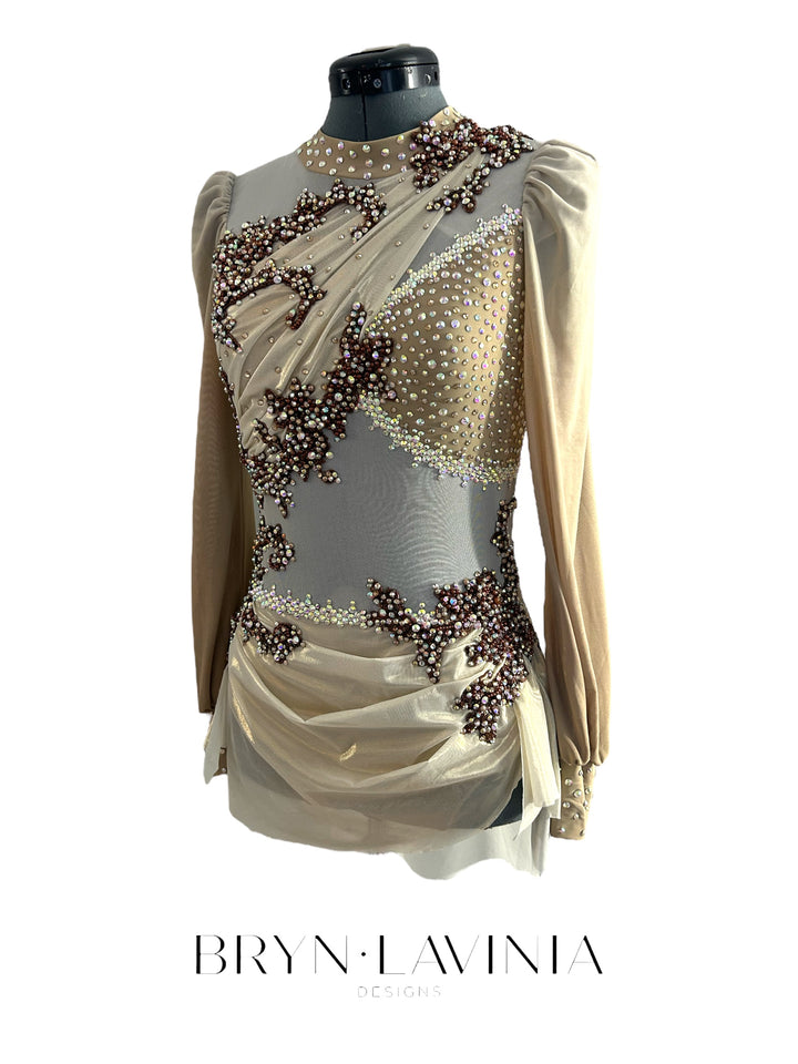 NEW AS taupe ombré/metallic champagne ready to ship costume