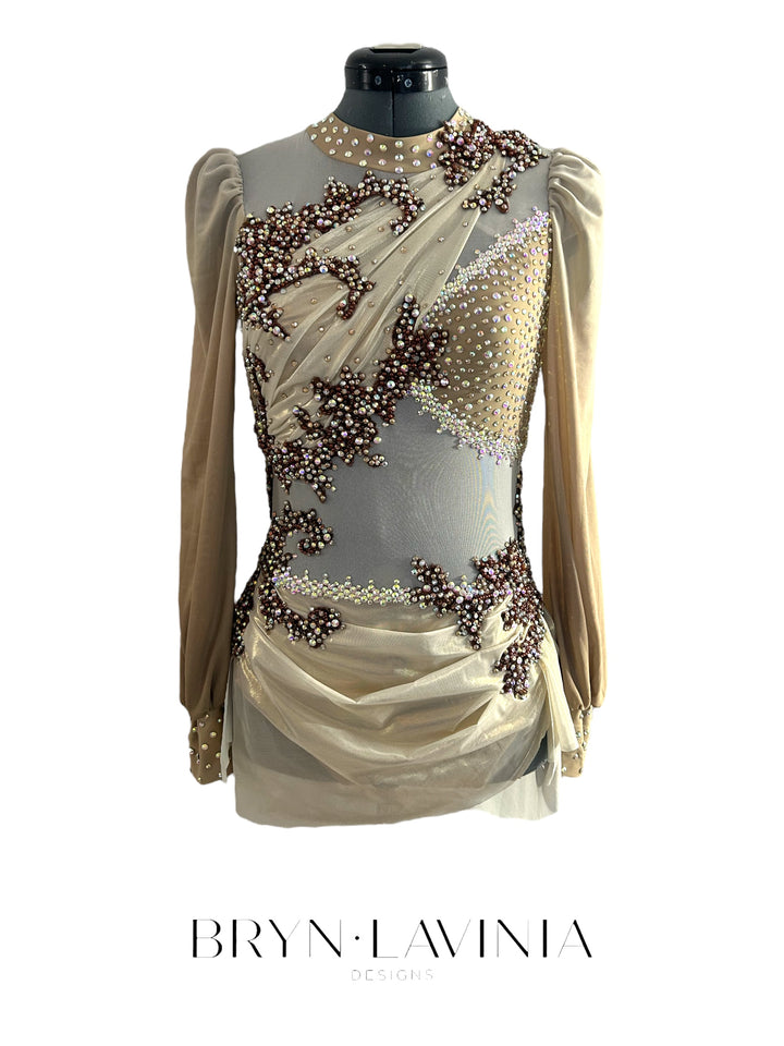NEW AS taupe ombré/metallic champagne ready to ship costume