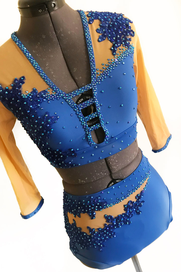 ADULT SMALL royal blue two piece dance costume