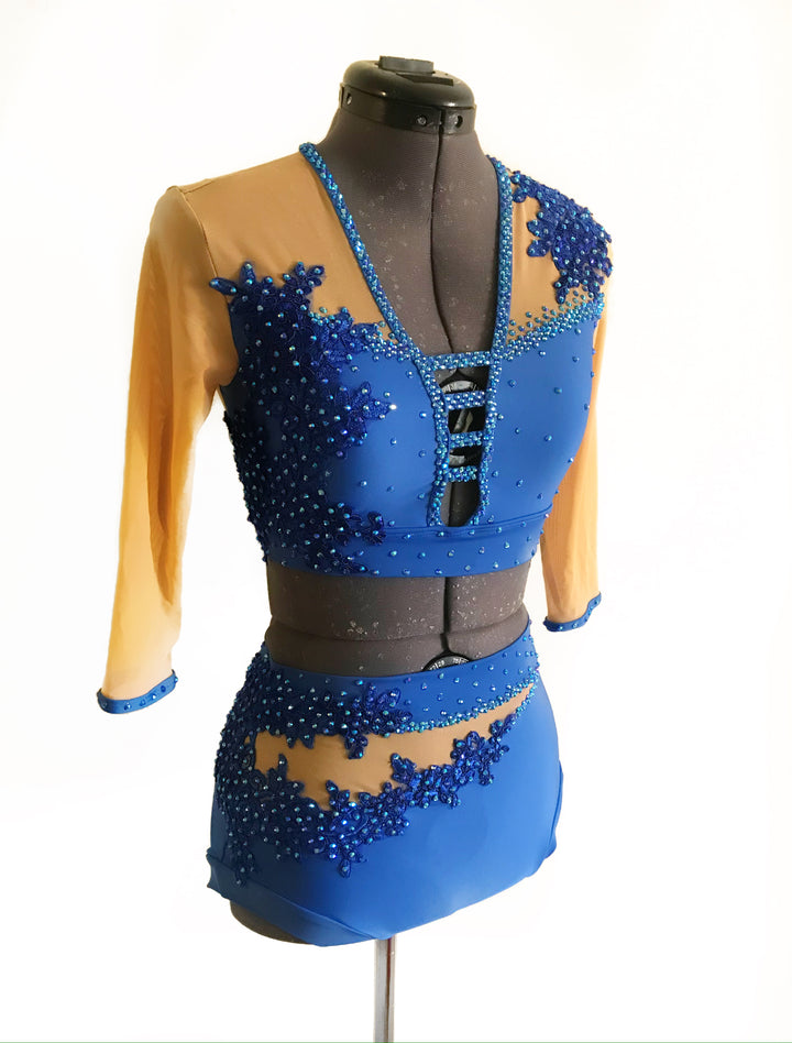 ADULT SMALL royal blue two piece dance costume