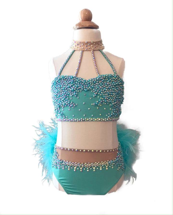 CL/CXL mint/light turquoise custom dance competition costume jazz or musical theater
