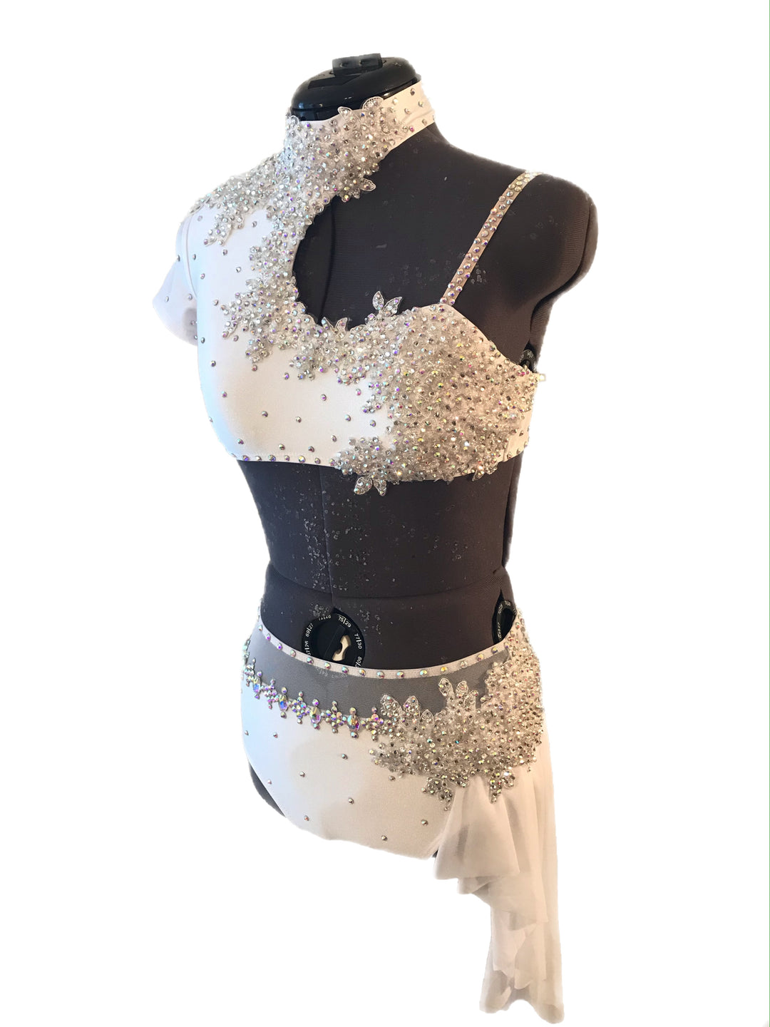 Adult small white ready to ship dance competition custom costume
