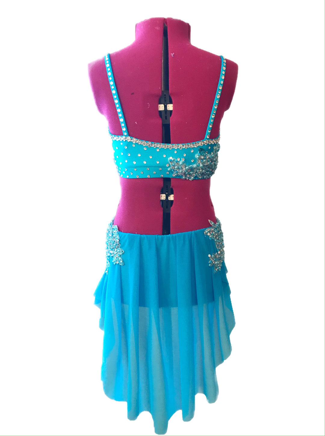 CHILD LARGE turquoise two piece competition dance costume lyrical or contemporary
