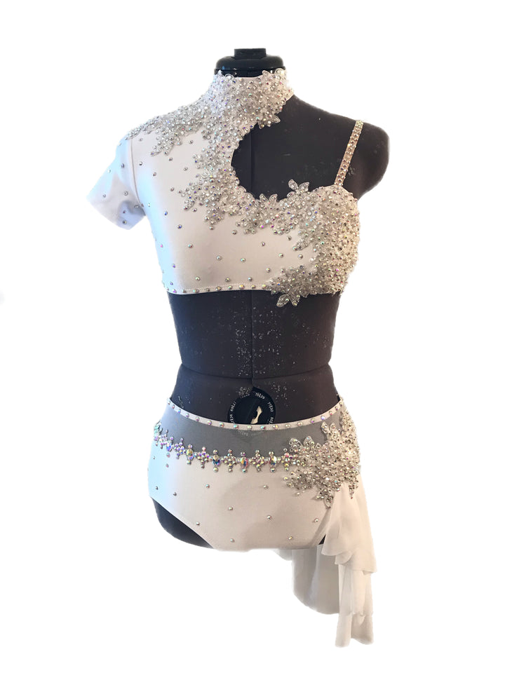 Adult small white ready to ship dance competition custom costume