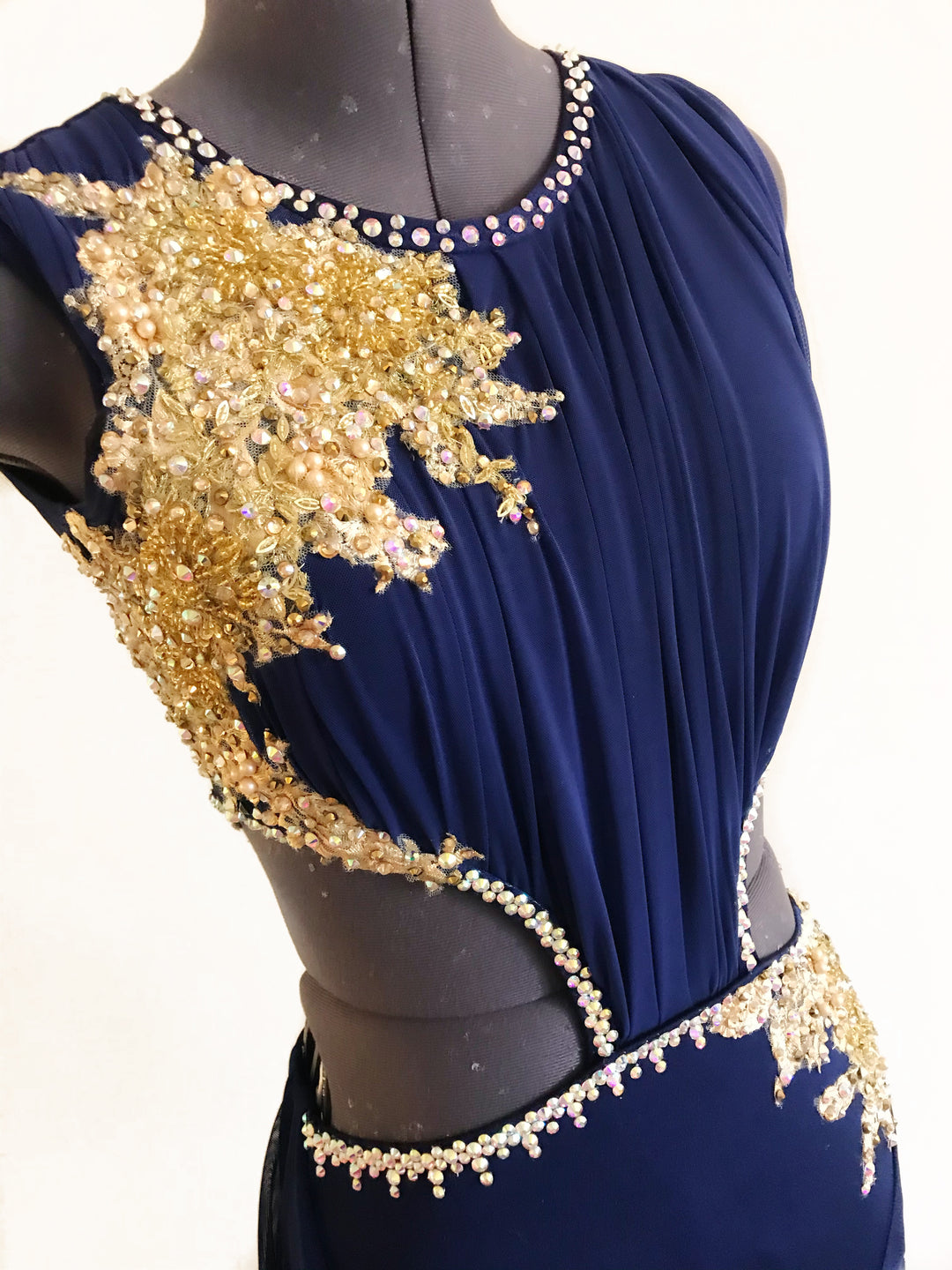 ADULT SMALL navy/gold lyrical/contemporary ready-to-ship dance costume