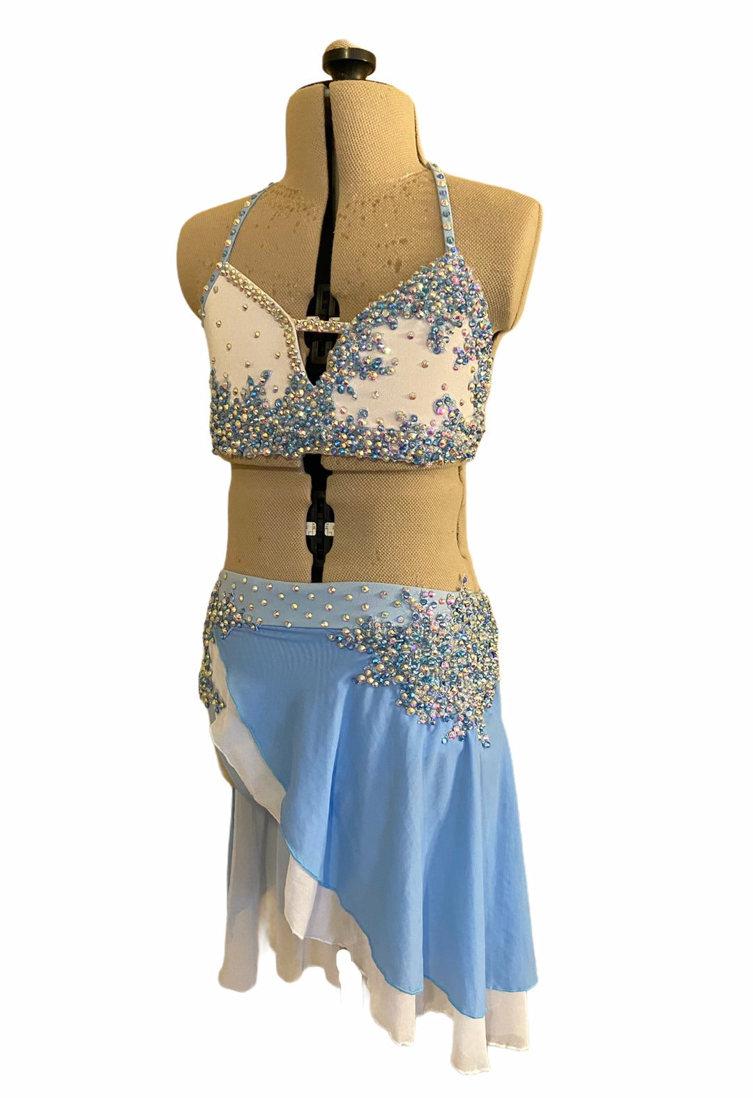 light blue lyrical dress Silver Glitter solid and chic glitter style New baby blue lyrical costume