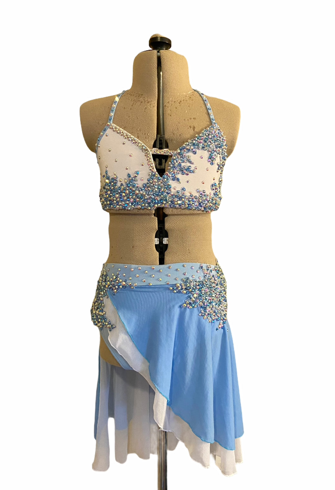 NEW Child Medium/Large ready-to-ship white/light blue lyrical costume NEW Child Medium/Large ready-to-ship white/light blue lyrical costume
